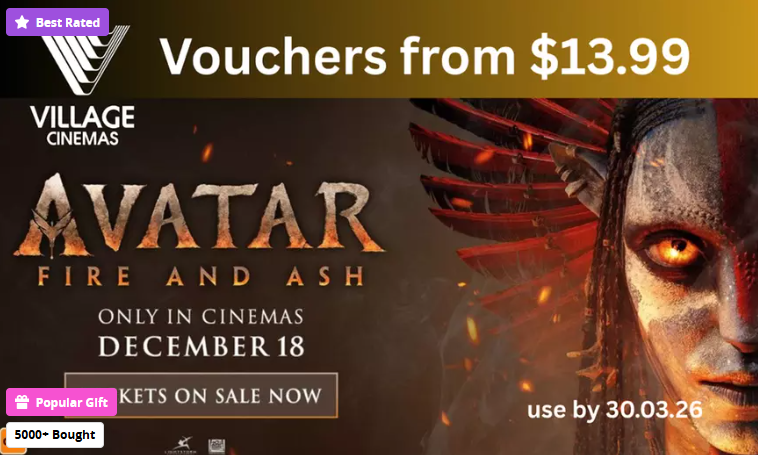 • Village Cinemas Discounted eVouchers for Movies, Gold Class & Snack Combos (Up to 41% Off)