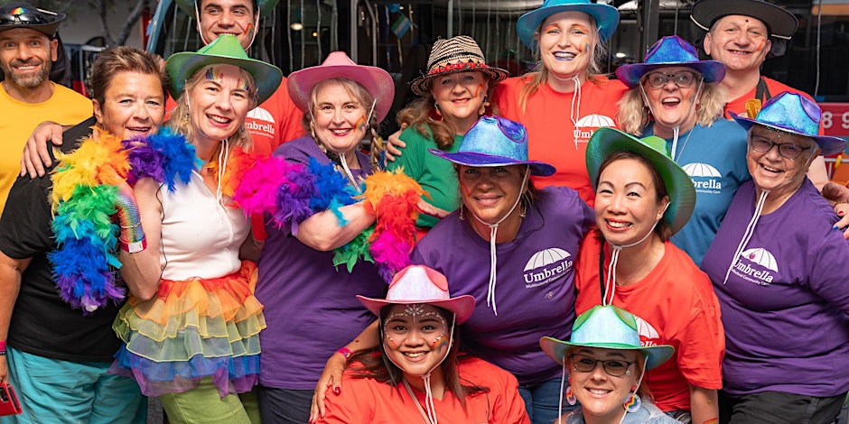 March with Umbrella at the 2025 Pride Parade