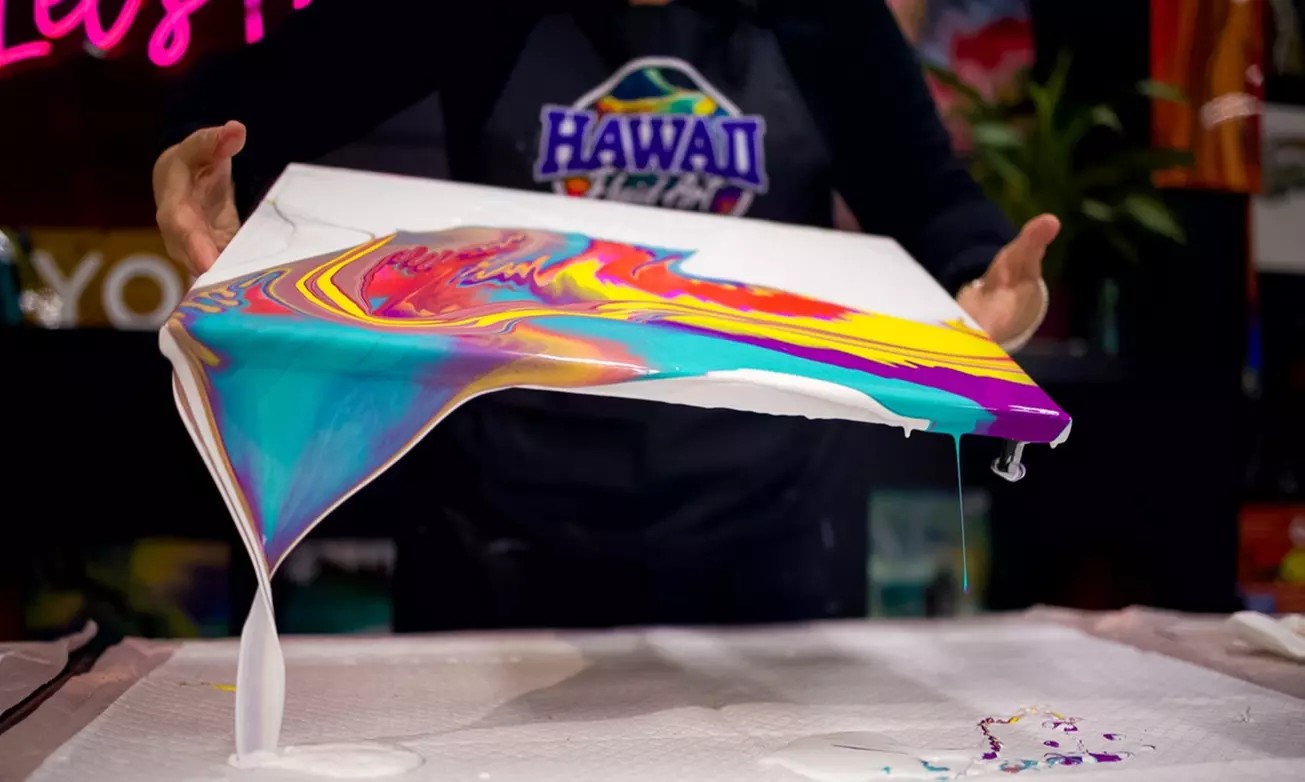 🎨 Experience the Magic of Hawaii Fluid Art – For 1 to 6 People (Up to 30% Off!)