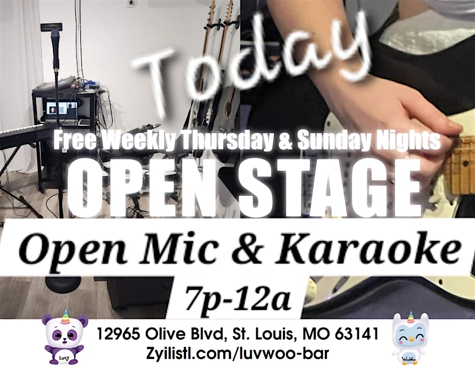 Free Weekly Thursday & Sunday Open Stage (Karaoke/Open Mic) Night at Luvwoo (March)