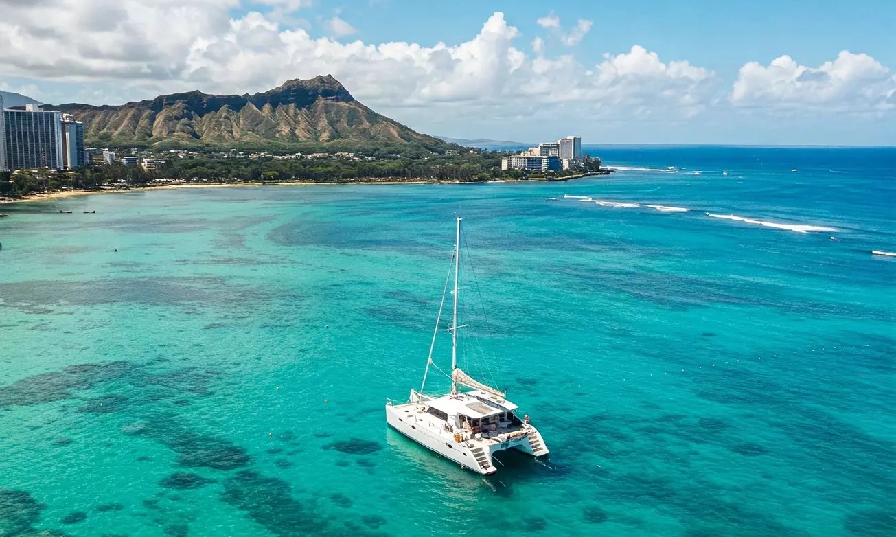 90-Minute Catamaran Sail with Open Bar from Maitaʻi Catamaran